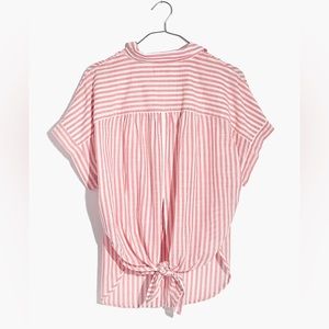 Madewell Central Tie-Back Shirt in Rose Stripe